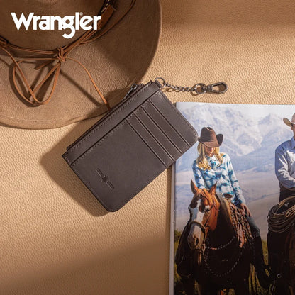 Wrangler Dark Brown Genuine Leather Card Case Front Pocket Wallet WGW-W1007CF