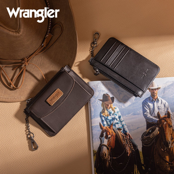 Wrangler Dark Brown Genuine Leather Card Case Front Pocket Wallet WGW-W1007CF
