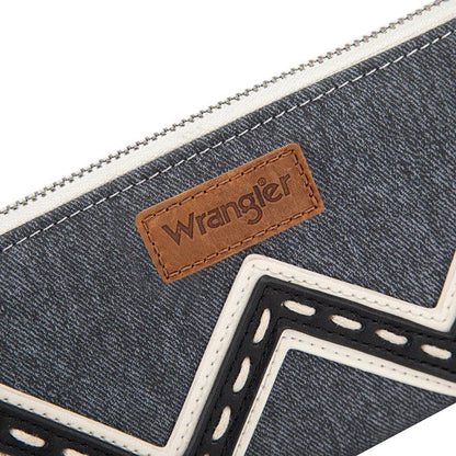 Wrangler Dark Jean Chevron Contrast Stitch Wristlet Clutch Wallet WG456-W130DJN