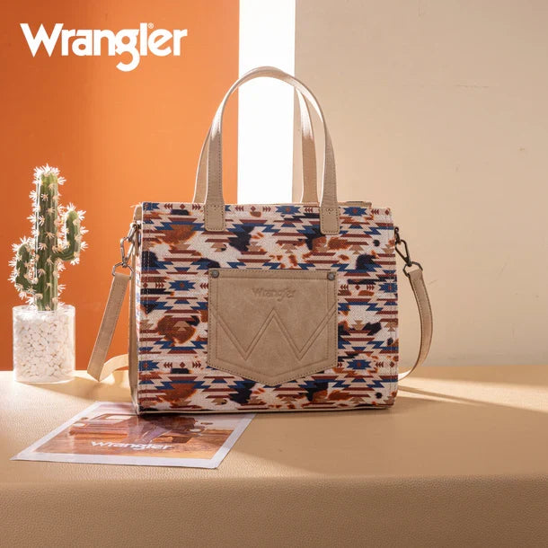 Wrangler Khaki Aztec Print Crossbody Tote WG302-8130KH
