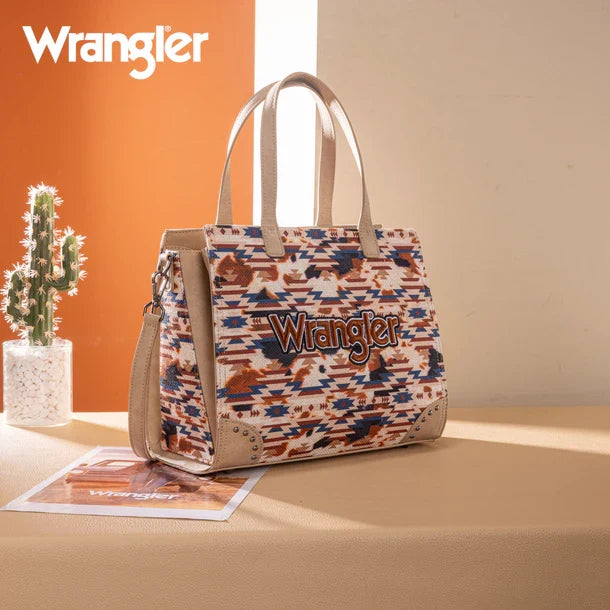 Wrangler Khaki Aztec Print Crossbody Tote WG302-8130KH