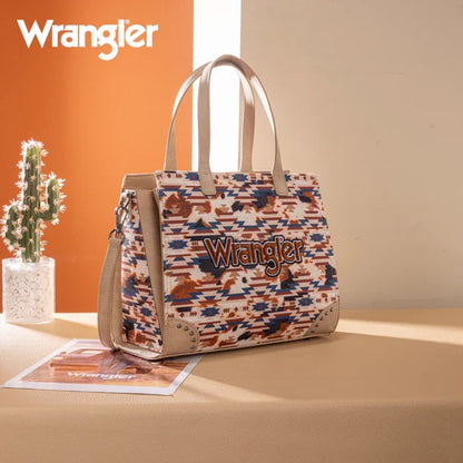 Wrangler Khaki Aztec Print Crossbody Tote WG302-8130KH