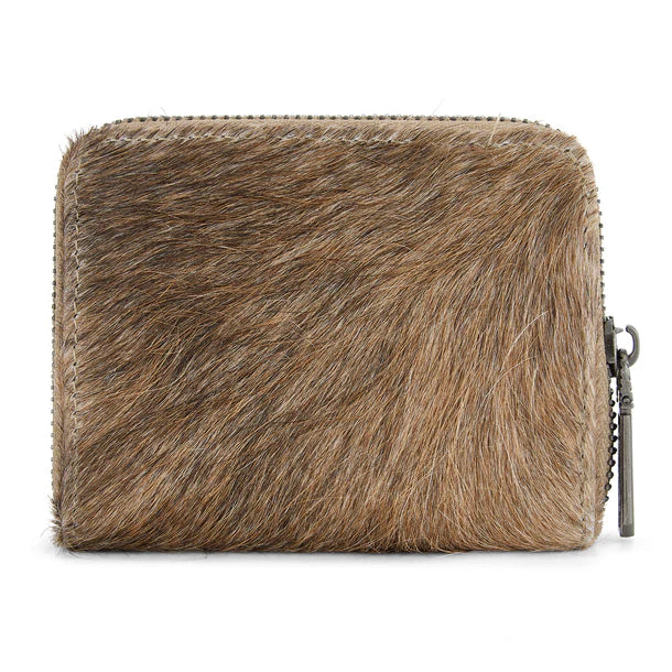 Wrangler Khaki Genuine Hair-On Cowhide Zip-Around Wallet WG322-W088KH