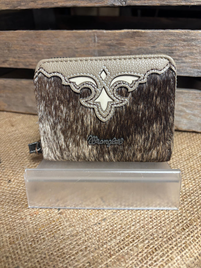 Wrangler Khaki Genuine Hair-On Cowhide Zip-Around Wallet WG322-W088KH
