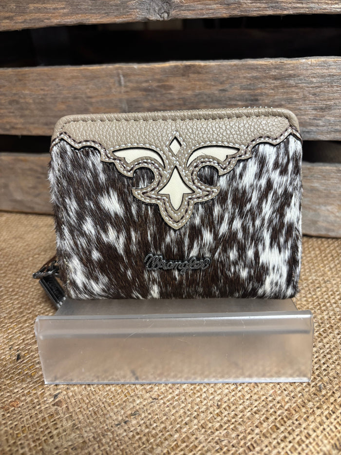Wrangler Khaki Genuine Hair-On Cowhide Zip-Around Wallet WG322-W088KH
