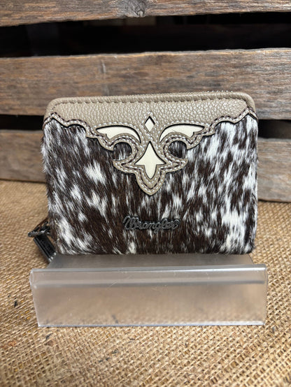 Wrangler Khaki Genuine Hair-On Cowhide Zip-Around Wallet WG322-W088KH