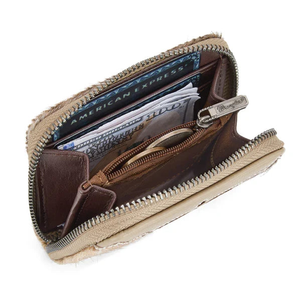 Wrangler Khaki Genuine Hair-On Cowhide Zip-Around Wallet WG322-W088KH