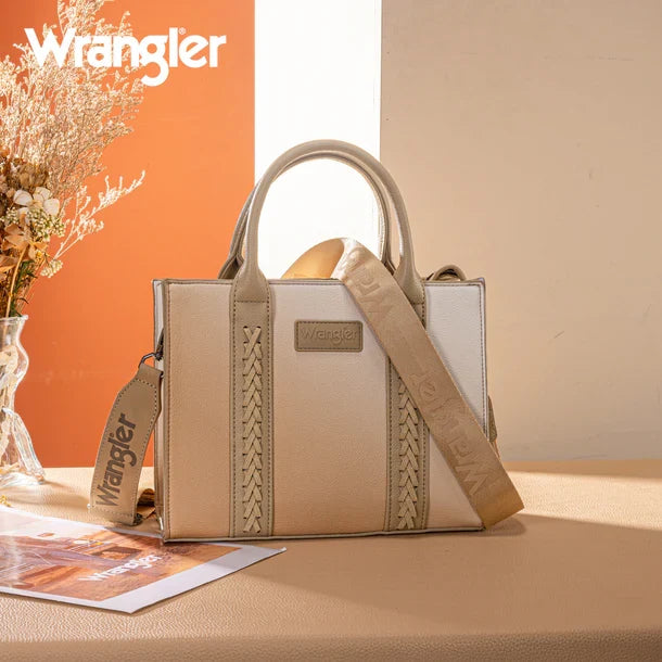 Wrangler Khaki Ombre Braided Accent Western Crossbody Tote WG308-8120SKH