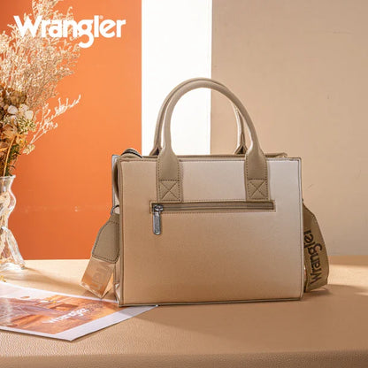 Wrangler Khaki Ombre Braided Accent Western Crossbody Tote WG308-8120SKH