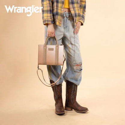 Wrangler Khaki Ombre Braided Accent Western Crossbody Tote WG308-8120SKH