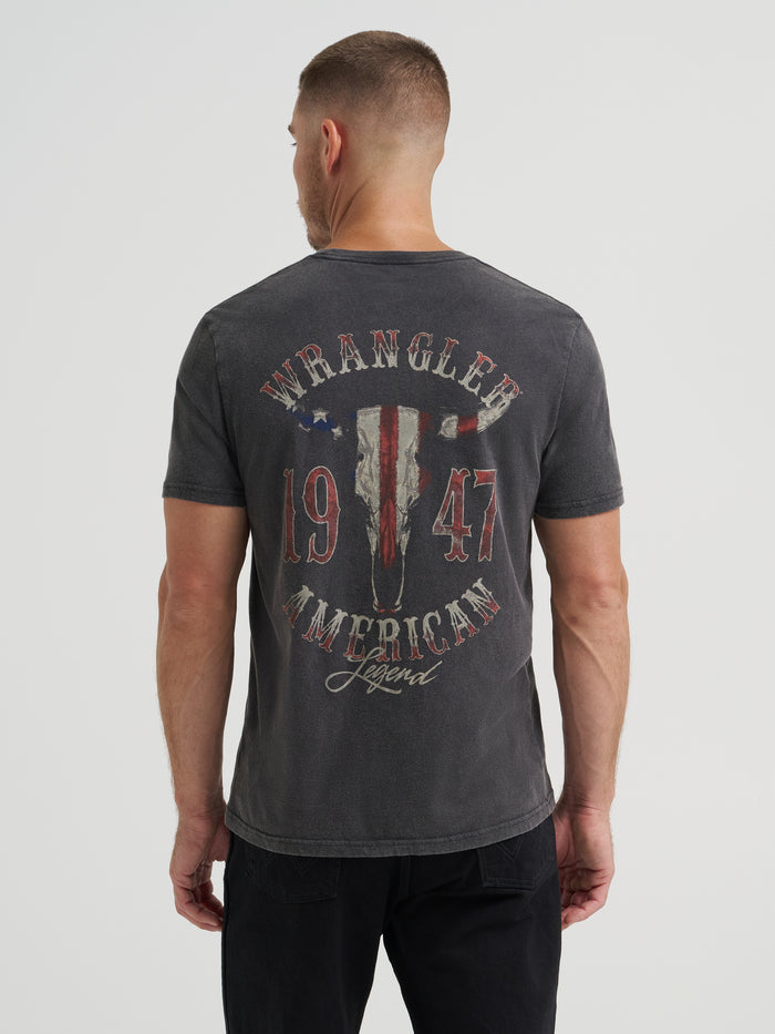 Wrangler Men's Black Mineral Wash 'American Legend 1947' Graphic Tee Shirt 112375726