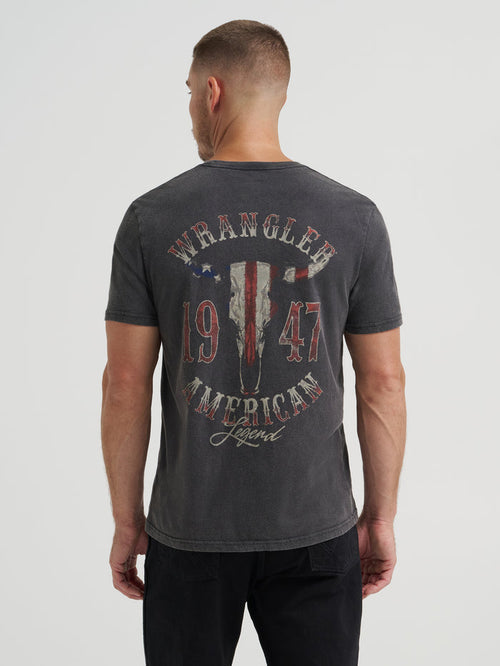 Wrangler Men's Black Mineral Wash 'American Legend 1947' Graphic Tee Shirt 112375726