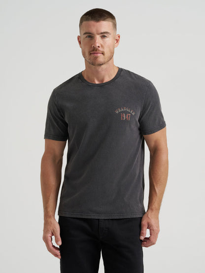 Wrangler Men's Black Mineral Wash 'American Legend 1947' Graphic Tee Shirt 112375726