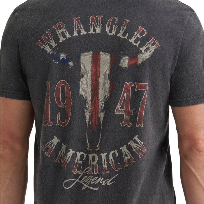Wrangler Men's Black Mineral Wash 'American Legend 1947' Graphic Tee Shirt 112375726