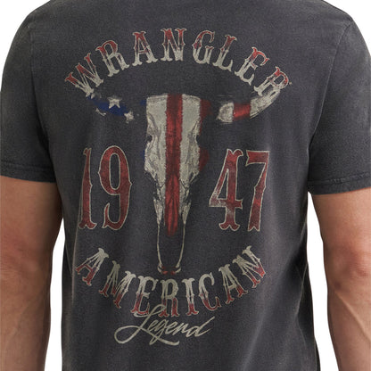 Wrangler Men's Black Mineral Wash 'American Legend 1947' Graphic Tee Shirt 112375726