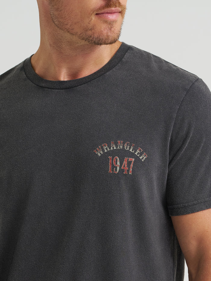 Wrangler Men's Black Mineral Wash 'American Legend 1947' Graphic Tee Shirt 112375726