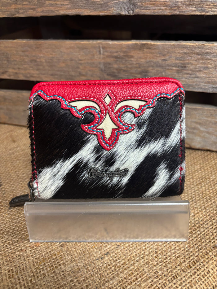 Wrangler Red Genuine Hair-On Cowhide Zip-Around Wallet WG322-W088RD