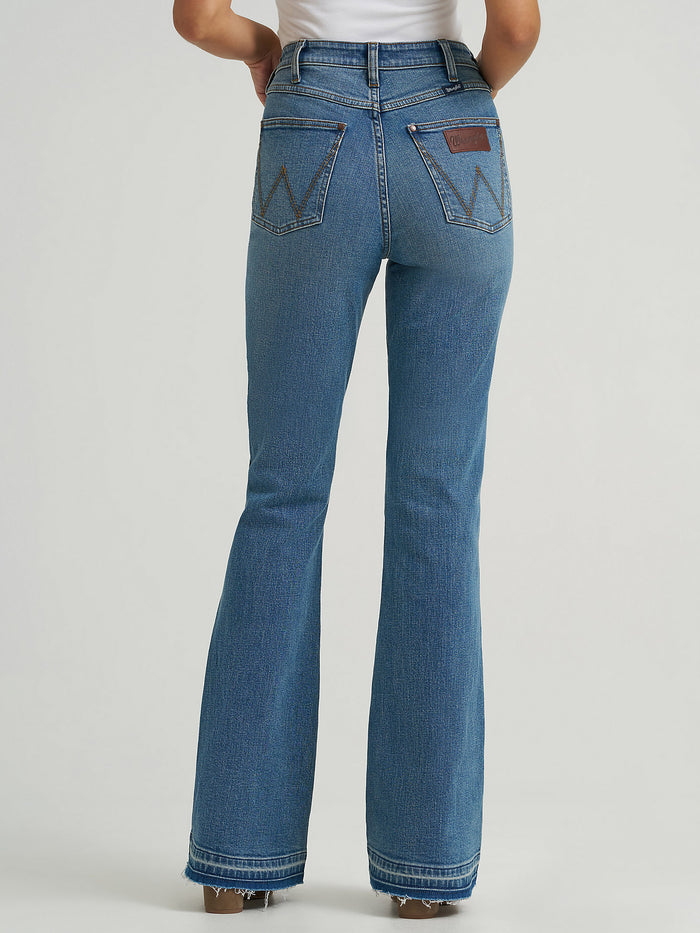 Wrangler Retro Women's Bailey Lana Medium Wash High-Rise Raw Hem Flare Jeans 112374991