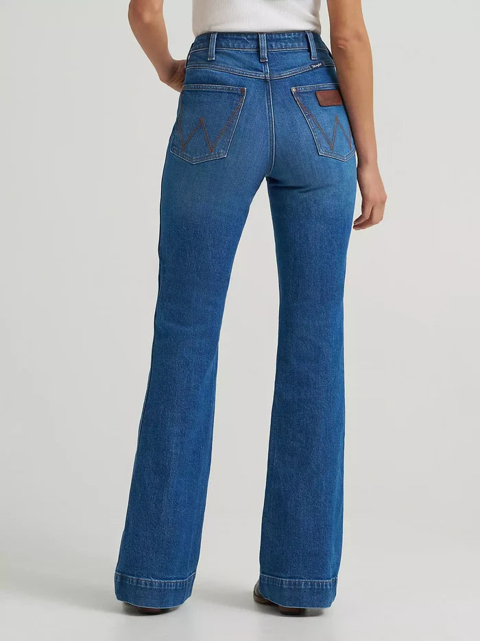 Wrangler Retro Women's Bailey Mina Medium Wash High Rise Trouser Jeans 112379395