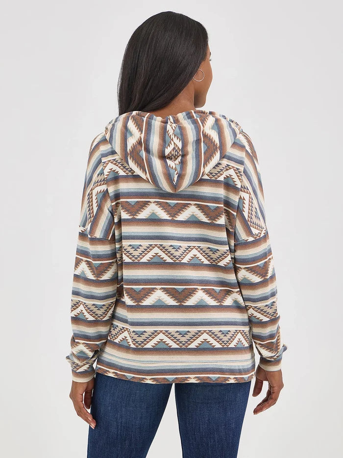 Wrangler Retro Women's Brown Aztec Stripe Relaxed Pullover Hoodie 112367281