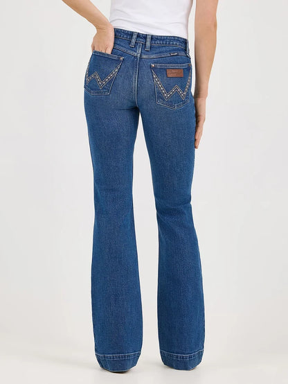 Wrangler Retro Women's Mae Dark Wash Adelaide Mid-Rise Wide Leg Trouser Jeans 112371905