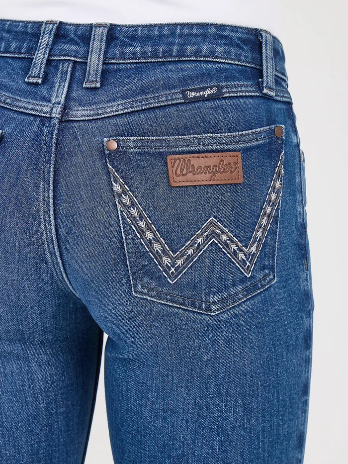 Wrangler Retro Women's Mae Dark Wash Adelaide Mid-Rise Wide Leg Trouser Jeans 112371905