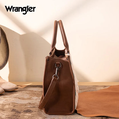 Wrangler Sherpa Aztec Canvas Crossbody Tote Purse WG313-8119BR
