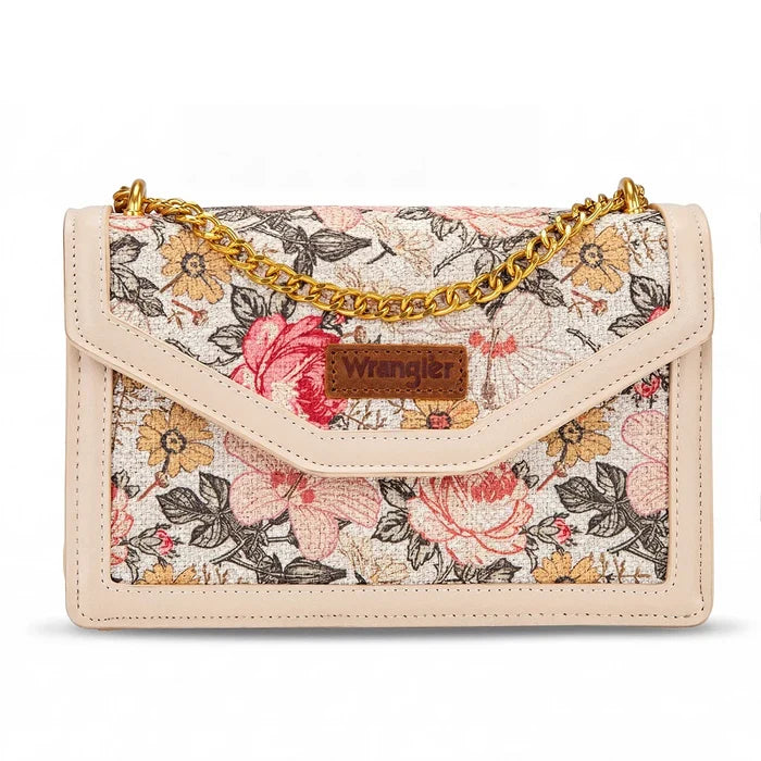 Wrangler Tan Floral Print Chain Crossbody Bag WG438-2365TN