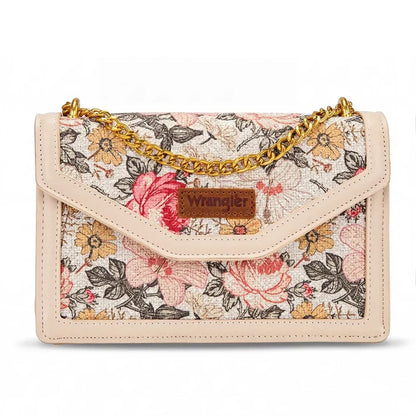 Wrangler Tan Floral Print Chain Crossbody Bag WG438-2365TN