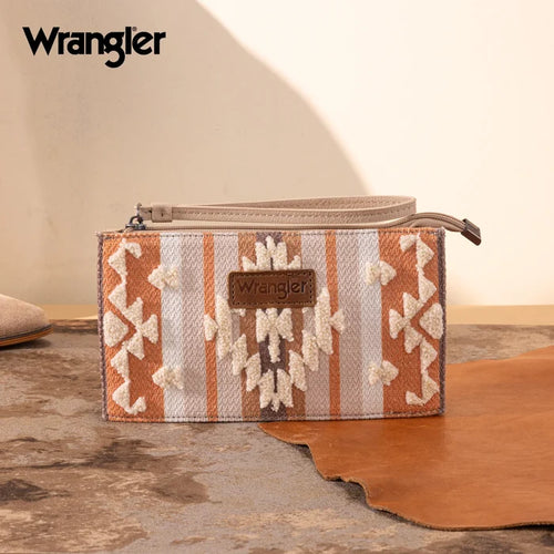 Wrangler Tan Sherpa Aztec Canvas Clutch Wallet WG313-181TN
