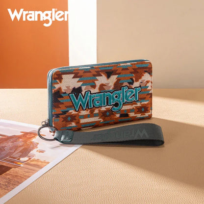 Wrangler Turquoise Aztec Print Wristlet Clutch Wallet WG302-W006TQ