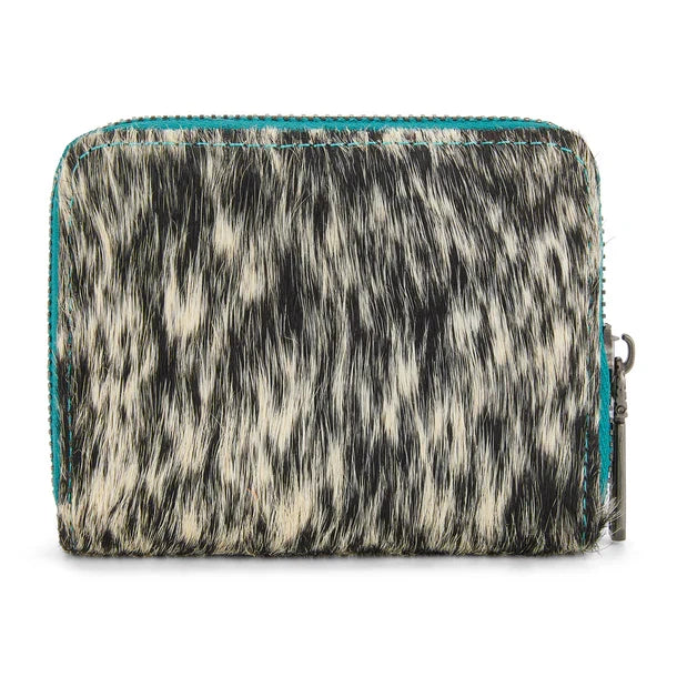 Wrangler Turquoise Genuine Hair-On Cowhide Zip-Around Wallet WG322-W088TQ