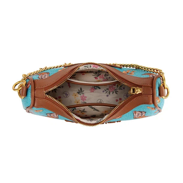 Wrangler Turquoise Western Cowboy Print Charm Chain Shoulder Bag WG524-8182TQ
