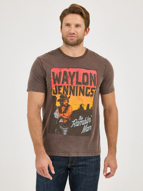 Wrangler Waylon Jennings Brown The Ramblin' Man Graphic Tee Shirt 112361068