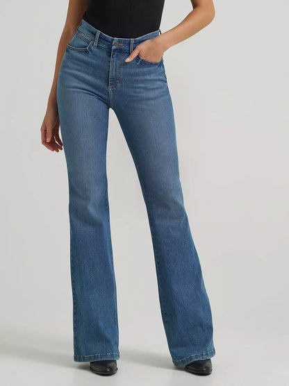 Wrangler Women's Bespoke Lara Medium Wash High-Rise Flare Jeans 112379506
