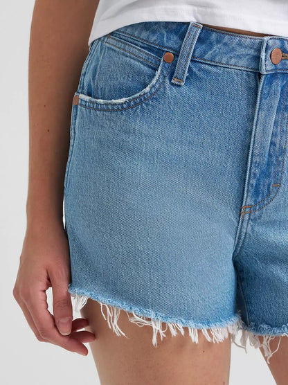 Wrangler Women's Riyah Medium Wash 3.5 Inseam High-Rise Denim Cowboy Shorts 112373390