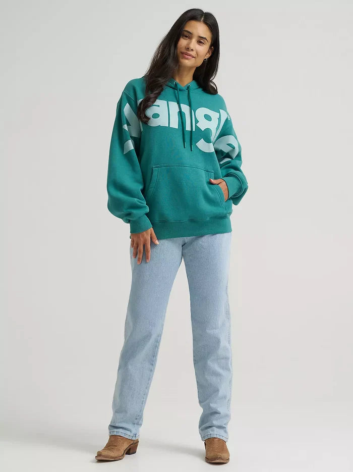 Wrangler Women's Teal Dream Wide Open Spaces Bold Logo Hoodie 112382680