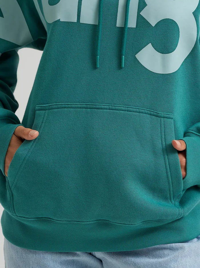 Wrangler Women's Teal Dream Wide Open Spaces Bold Logo Hoodie 112382680