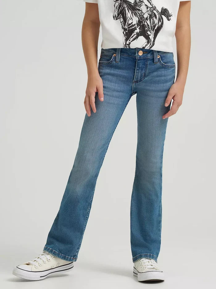 Wrangler X Girl's Lainey Wilson Blue Wash Mid-Rise Boot Hugger Jeans 112368277