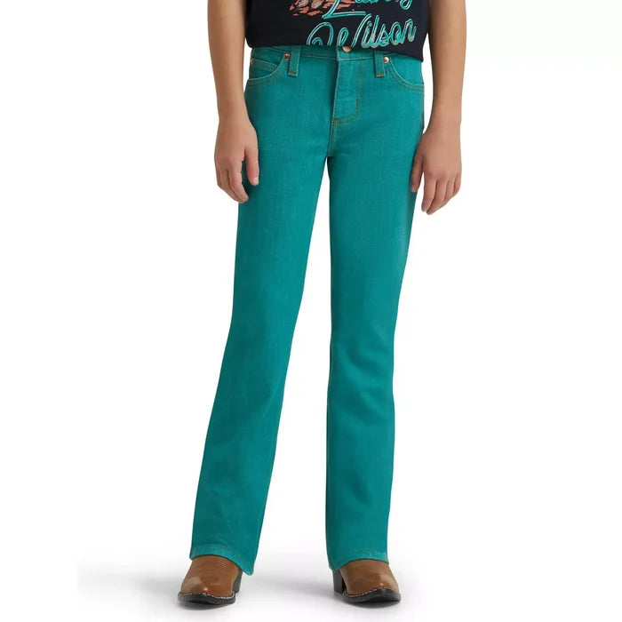 Wrangler X Girl's Lainey Wilson Turquoise Mid-Rise Boot Hugger Jeans 112375653