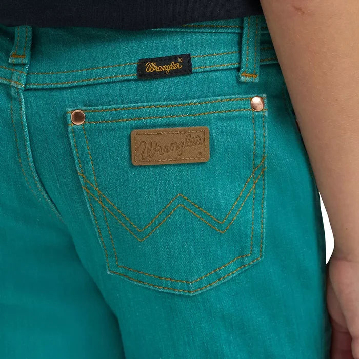 Wrangler X Girl's Lainey Wilson Turquoise Mid-Rise Boot Hugger Jeans 112375653