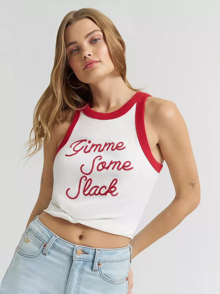 Wrangler X Lainey Wilson Women's White 'Gimme Some Slack' Tank Tee 112380487