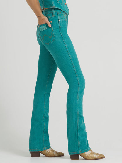 Wrangler X Women's Lainey Wilson Turquoise High-Rise Boot Hugger Jeans 112375605